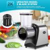 image250W Electric Cheese Grater 5in1 Grater Shredder for SlicingShreddingGrinding 5 Blades with OneTouch Control Salad Maker for Block Cheese Fruits Vegetables BPAFree Easy to CleanFine