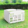 imageDog Playpen 4Panel 24quot  Safe ampamp Secure IndoorOutdoor Pet Fence  Folding ampamp Portable  35 x 35 x 24IN Ideal for Small to Medium Dogs  Easy to Clean WhiteWhite