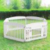 imageDog Playpen 4Panel 24quot  Safe ampamp Secure IndoorOutdoor Pet Fence  Folding ampamp Portable  35 x 35 x 24IN Ideal for Small to Medium Dogs  Easy to Clean WhiteWhite