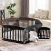 imageDog Playpen 4Panel 24quot  Safe ampamp Secure IndoorOutdoor Pet Fence  Folding ampamp Portable  35 x 35 x 24IN Ideal for Small to Medium Dogs  Easy to Clean WhiteBlack