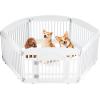 imageDog Playpen 4Panel 24quot  Safe ampamp Secure IndoorOutdoor Pet Fence  Folding ampamp Portable  35 x 35 x 24IN Ideal for Small to Medium Dogs  Easy to Clean WhiteWhite
