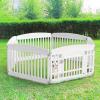 imageDog Playpen 4Panel 24quot  Safe ampamp Secure IndoorOutdoor Pet Fence  Folding ampamp Portable  35 x 35 x 24IN Ideal for Small to Medium Dogs  Easy to Clean WhiteWhite