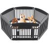 imageDog Playpen 4Panel 24quot  Safe ampamp Secure IndoorOutdoor Pet Fence  Folding ampamp Portable  35 x 35 x 24IN Ideal for Small to Medium Dogs  Easy to Clean WhiteBlack