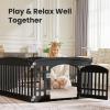 imageDog Playpen 4Panel 24quot  Safe ampamp Secure IndoorOutdoor Pet Fence  Folding ampamp Portable  35 x 35 x 24IN Ideal for Small to Medium Dogs  Easy to Clean WhiteBlack