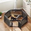 imageDog Playpen 4Panel 24quot  Safe ampamp Secure IndoorOutdoor Pet Fence  Folding ampamp Portable  35 x 35 x 24IN Ideal for Small to Medium Dogs  Easy to Clean WhiteBlack