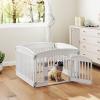 imageDog Playpen 4Panel 24quot  Safe ampamp Secure IndoorOutdoor Pet Fence  Folding ampamp Portable  35 x 35 x 24IN Ideal for Small to Medium Dogs  Easy to Clean WhiteWhite
