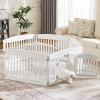imageDog Playpen 4Panel 24quot  Safe ampamp Secure IndoorOutdoor Pet Fence  Folding ampamp Portable  35 x 35 x 24IN Ideal for Small to Medium Dogs  Easy to Clean WhiteWhite