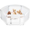 imageDog Playpen 4Panel 24quot  Safe ampamp Secure IndoorOutdoor Pet Fence  Folding ampamp Portable  35 x 35 x 24IN Ideal for Small to Medium Dogs  Easy to Clean WhiteWhite