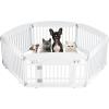 imageDog Playpen 4Panel 24quot  Safe ampamp Secure IndoorOutdoor Pet Fence  Folding ampamp Portable  35 x 35 x 24IN Ideal for Small to Medium Dogs  Easy to Clean WhiteWhite