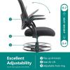 imageDrafting Chair for Standing Desk Counter Height Adjustable Flipup Arms Ergonomic Mid Back Mesh Rolling Work Swivel Office Computer Chairs with Wheels GreyBlack