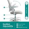 imageDrafting Chair for Standing Desk Counter Height Adjustable Flipup Arms Ergonomic Mid Back Mesh Rolling Work Swivel Office Computer Chairs with Wheels GreyGrey