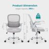 imageHome Office Computer Desk Chair Ergonomic MidBack Mesh Swivel Rolling Work with Wheels Comfortable Lumbar Support Comfy Arms Bedroom Study Dorm Student AdultsGrey