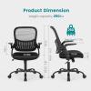 imageHome Office Computer Desk Chair Ergonomic MidBack Mesh Swivel Rolling Work with Wheels Comfortable Lumbar Support Comfy Arms Bedroom Study Dorm Student AdultsBlack