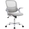 imageHome Office Computer Desk Chair Ergonomic MidBack Mesh Swivel Rolling Work with Wheels Comfortable Lumbar Support Comfy Arms Bedroom Study Dorm Student AdultsGrey