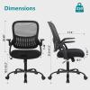 imageHome Office Computer Desk Chair Ergonomic MidBack Mesh Swivel Rolling Work with Wheels Comfortable Lumbar Support Comfy Arms Bedroom Study Dorm Student AdultsNight Black
