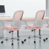 imageHome Office Computer Desk Chair Ergonomic MidBack Mesh Swivel Rolling Work with Wheels Comfortable Lumbar Support Comfy Arms Bedroom Study Dorm Student AdultsLight Pink