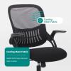 imageHome Office Computer Desk Chair Ergonomic MidBack Mesh Swivel Rolling Work with Wheels Comfortable Lumbar Support Comfy Arms Bedroom Study Dorm Student AdultsNight Black