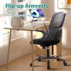 imageHome Office Computer Desk Chair Ergonomic MidBack Mesh Swivel Rolling Work with Wheels Comfortable Lumbar Support Comfy Arms Bedroom Study Dorm Student AdultsNight Black