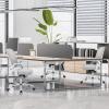 imageHome Office Computer Desk Chair Ergonomic MidBack Mesh Swivel Rolling Work with Wheels Comfortable Lumbar Support Comfy Arms Bedroom Study Dorm Student AdultsGrey