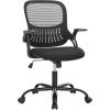 imageHome Office Computer Desk Chair Ergonomic MidBack Mesh Swivel Rolling Work with Wheels Comfortable Lumbar Support Comfy Arms Bedroom Study Dorm Student AdultsBlack