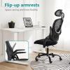 imageHome Office Desk Chair Ergonomic Computer HighBack Mesh Rolling Work Task Chairs with Wheels and Adjustable Headrests Comfy Lumbar Support Armrest for BedroomBlack