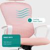 imageHome Office Desk Chair Ergonomic Computer HighBack Mesh Rolling Work Task Chairs with Wheels and Adjustable Headrests Comfy Lumbar Support Armrest for BedroomPink