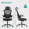 imageHome Office Desk Chair Ergonomic Computer HighBack Mesh Rolling Work Task Chairs with Wheels and Adjustable Headrests Comfy Lumbar Support Armrest for BedroomBlack