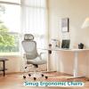 imageHome Office Desk Chair Ergonomic Computer HighBack Mesh Rolling Work Task Chairs with Wheels and Adjustable Headrests Comfy Lumbar Support Armrest for BedroomGrey