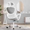 imageHome Office Desk Chair Ergonomic Computer HighBack Mesh Rolling Work Task Chairs with Wheels and Adjustable Headrests Comfy Lumbar Support Armrest for BedroomGrey