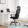 imageHome Office Desk Chair Ergonomic Computer HighBack Mesh Rolling Work Task Chairs with Wheels and Adjustable Headrests Comfy Lumbar Support Armrest for BedroomBlack