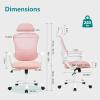 imageHome Office Desk Chair Ergonomic Computer HighBack Mesh Rolling Work Task Chairs with Wheels and Adjustable Headrests Comfy Lumbar Support Armrest for BedroomPink