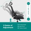imageHome Office Desk Chair Ergonomic Computer HighBack Mesh Rolling Work Task Chairs with Wheels and Adjustable Headrests Comfy Lumbar Support Armrest for BedroomBlack