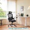 imageHome Office Desk Chair Ergonomic Computer HighBack Mesh Rolling Work Task Chairs with Wheels and Adjustable Headrests Comfy Lumbar Support Armrest for BedroomBlack