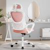 imageHome Office Desk Chair Ergonomic Computer HighBack Mesh Rolling Work Task Chairs with Wheels and Adjustable Headrests Comfy Lumbar Support Armrest for BedroomPink