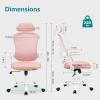 imageHome Office Desk Chair Ergonomic Computer HighBack Mesh Rolling Work Task Chairs with Wheels and Adjustable Headrests Comfy Lumbar Support Armrest for BedroomPink