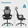 imageHome Office Desk Chair Ergonomic Computer HighBack Mesh Rolling Work Task Chairs with Wheels and Adjustable Headrests Comfy Lumbar Support Armrest for BedroomBlack