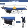 imageNictemaw Camping Cots for Adults with Mattress 900lbs Double Layer Oxford Sleeping Cots for Adults Portable Folding Cots for Sleeping Lightweight Stable Durable Outdoor Home Office Blue