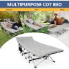 imageNictemaw Camping Cots with Velvet Mattress Sleeping Cots for Adults 900lbs Double Layer Oxford Portable Folding Cots Lightweight Stable Durable Outdoor Home Office Grey Velvet Mattress