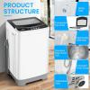 imageNictemaw Portable Washing Machine 156Lbs Portable Washer 21 Cuft Full Automatic Washing Machine with 10 Programs 8 Water Levels LED Display Drain Pump Ideal for Apartment Home RVsGrey Black