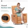 imageRecliner Chair for Living Room Leather Recliners Home Theater Seating with Lumbar Support with Adjustable Backrest and Footrest Modern Living Room Furniture with Padded Seat Backrest BlackTan