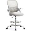 imageDrafting Chair for Standing Desk Counter Height Adjustable Flipup Arms Ergonomic Mid Back Mesh Rolling Work Swivel Office Computer Chairs with Wheels GreyGrey