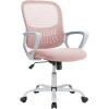 imageHome Office Computer Desk Chair Ergonomic MidBack Mesh Swivel Rolling Work with Wheels Comfortable Lumbar Support Comfy Arms Bedroom Study Dorm Student AdultsLight Pink