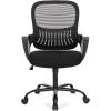 imageHome Office Computer Desk Chair Ergonomic MidBack Mesh Swivel Rolling Work with Wheels Comfortable Lumbar Support Comfy Arms Bedroom Study Dorm Student AdultsBlack