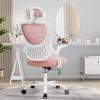 imageHome Office Desk Chair Ergonomic Computer HighBack Mesh Rolling Work Task Chairs with Wheels and Adjustable Headrests Comfy Lumbar Support Armrest for BedroomPink