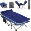imageNictemaw Cots for Adults with Detachable Mattress 900lbs Double Layer Oxford Camping Cots Lightweight Stable Durable Folding Bed with Carrying BagBlue