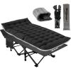 imageNictemaw Folding Camping Cot Camping Cot for Adults 900LBS Heavy Duty Sleeping Cots with Carry Bag Double Layer Oxford Travel Camp Cots for Outdoor Camp Beach Office NapBlack 5901Black