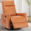 imageSwivel Recliner Chair Nursery Massage Rocking Chairs Glider Rocker Recliners for Living Room with Extra Large Footrest High Back Upholstered Deep Seat Brown