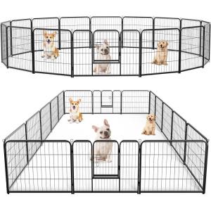 imageHeavyDuty Iron Dog Playpen  8 Panel 32 Durable RustResistant Pet Fence for Indoor ampamp Outdoor Use Secure ampamp Spacious Pet Play Area for Dogs Puppies ampamp Small Animals24 Inch  16 Panels