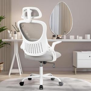 imageHome Office Desk Chair Ergonomic Computer HighBack Mesh Rolling Work Task Chairs with Wheels and Adjustable Headrests Comfy Lumbar Support Armrest for BedroomGrey