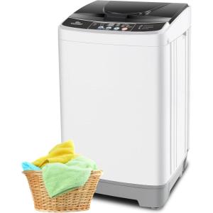 imageNictemaw Portable Washing Machine 156Lbs Portable Washer 21 Cuft Full Automatic Washing Machine with 10 Programs 8 Water Levels LED Display Drain Pump Ideal for Apartment Home RVsGrey Black